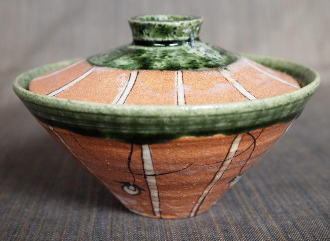 人気を誇る 新作☆澤克典【師:鈴木五郎】☆織部蓋付茶碗☆車 陶芸