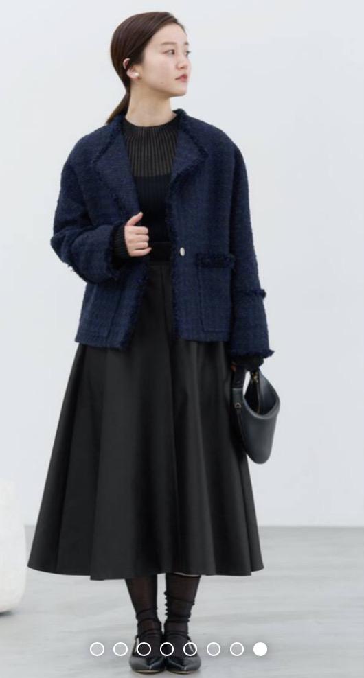 【IENAイエナ】＆NAVY ポリエステルシルクフレアスカート