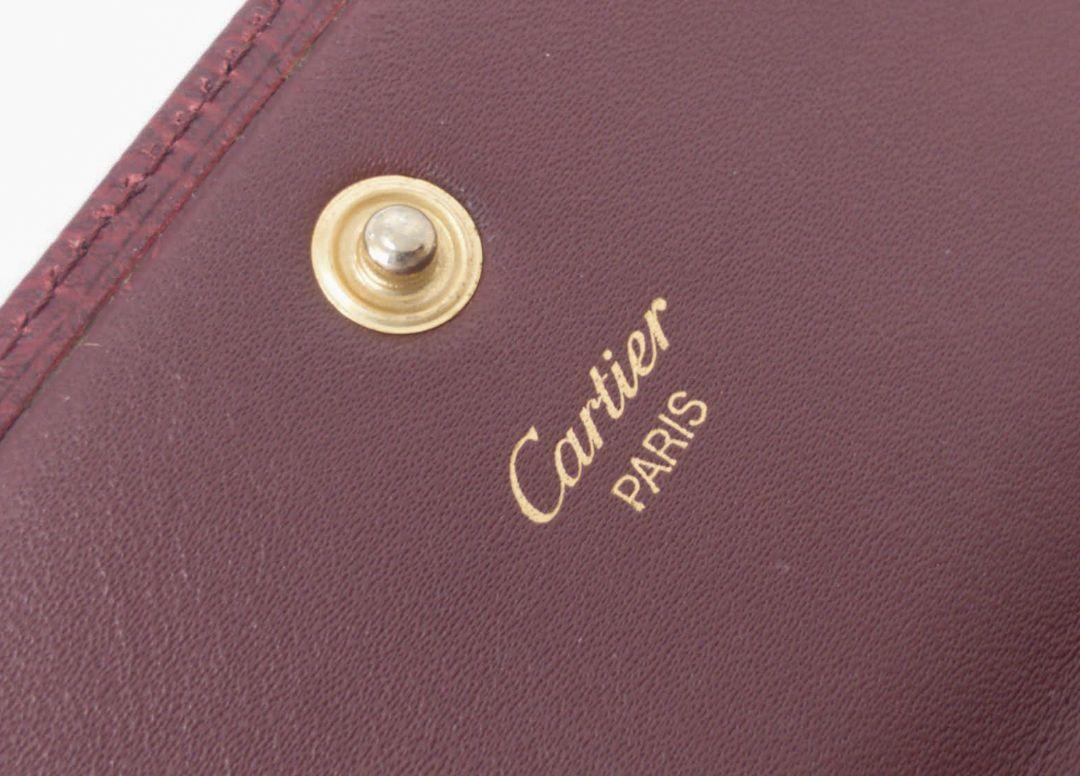 【極美品】 カルティエ 二つ折り財布 がま口 シボ革 カード付き