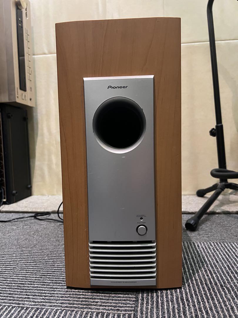 木目デザイン　Pioneer サブウーファー S-W11動作OK！送料無料！スピーカー・ウーファー