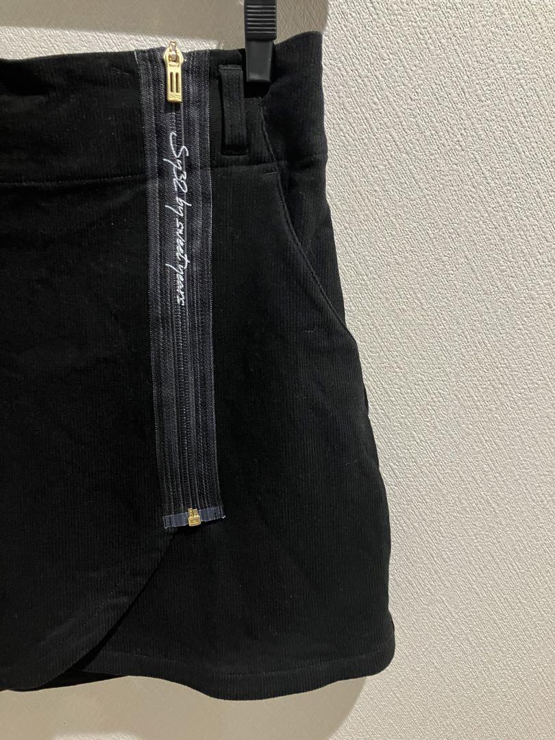 SY32 コーデュロイラップスカート 黒　L