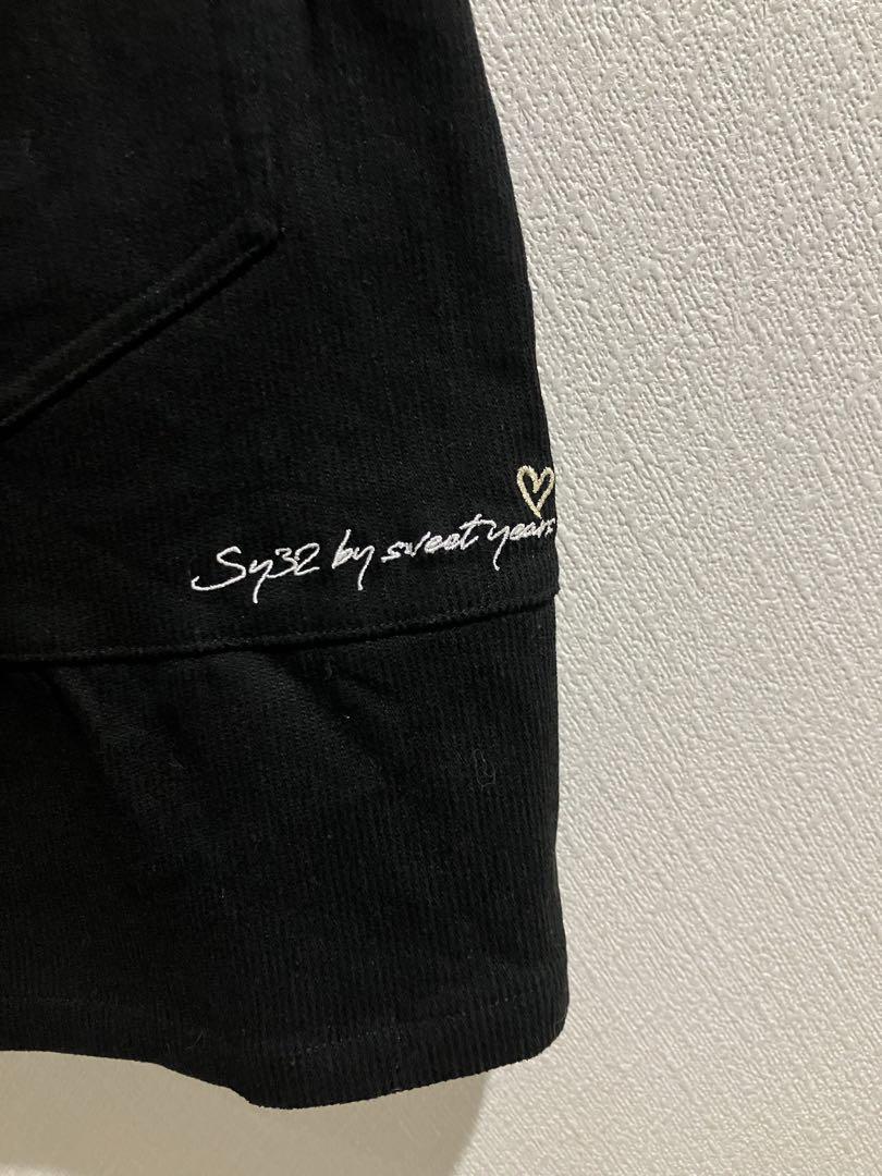 SY32 コーデュロイラップスカート 黒　L