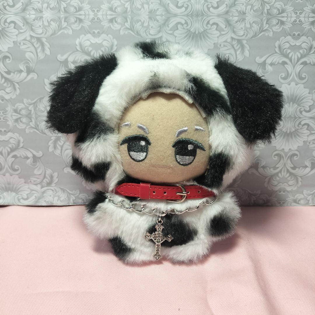 あすぱらがす様 ちびぐるみサイズぬい服 (ダルメシアン)、グレー豹柄ねこ、首輪