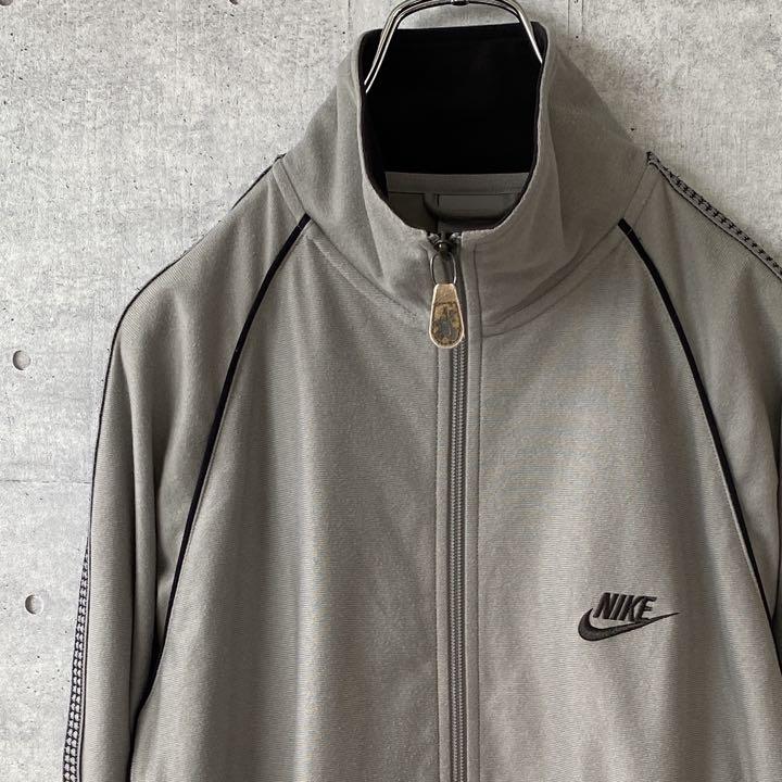 00s NIKE 刺繍ロゴ トラックジャケット ジャージ グレー M 古着