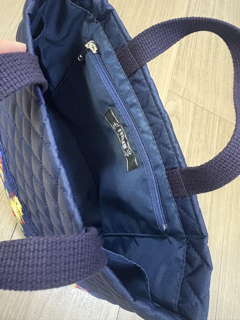 フェイラー　学校バック　 ネイビー刺繍キルティングトートバッグ