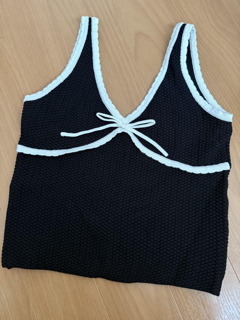 シールームリン　MINIスカラップバイカラーKNITトップス