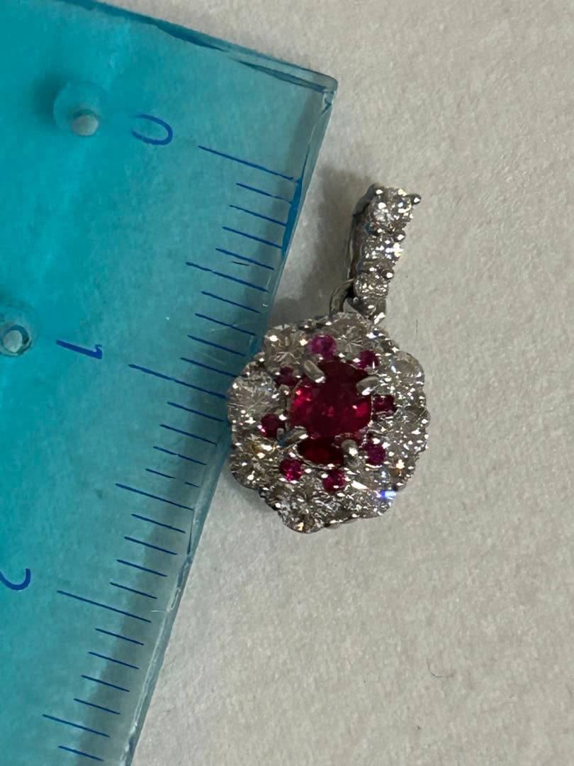 美品✨AIGS鑑別書付‼️非加熱ピジョンブラッドルビー×ダイヤのペンダントトップ