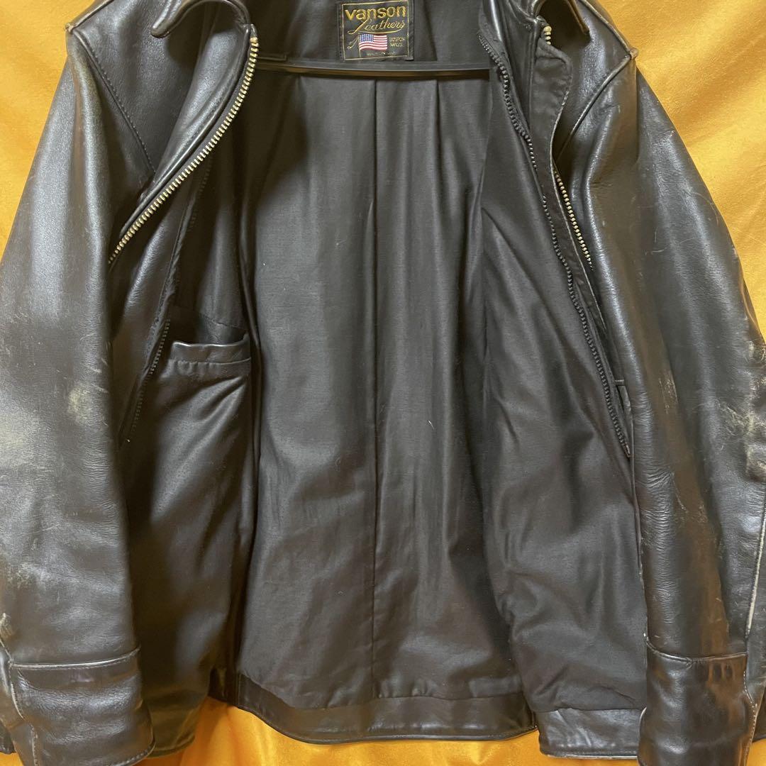 VANSON レザー カー コート 黒 40 ライダース ジャケット 別注 VANSON レザー カー コート 黒 40 ライダース ジャケット 別注