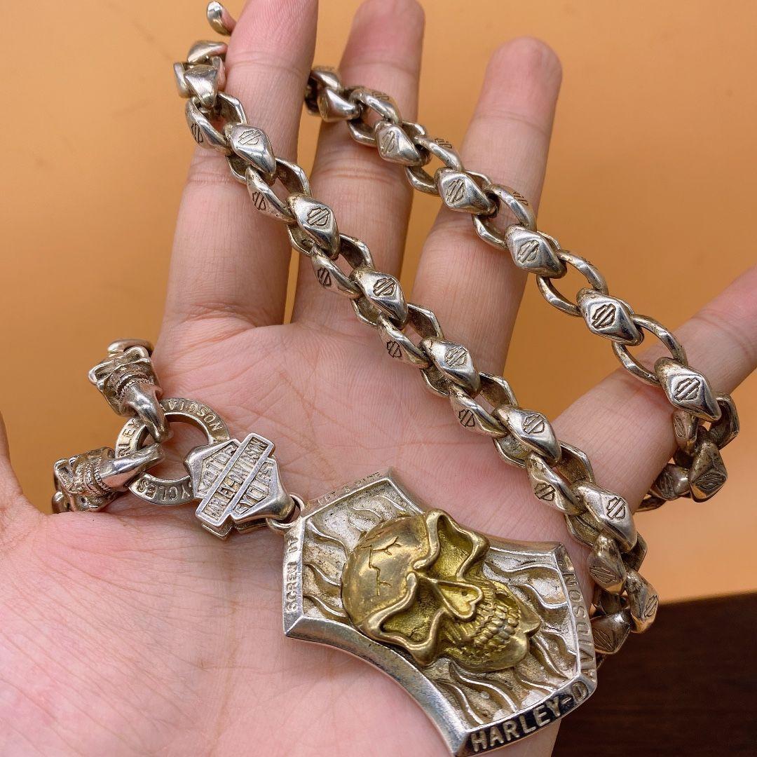 最終決算最終決算メンズ シルバーネックレス S925 ゴールドスカル