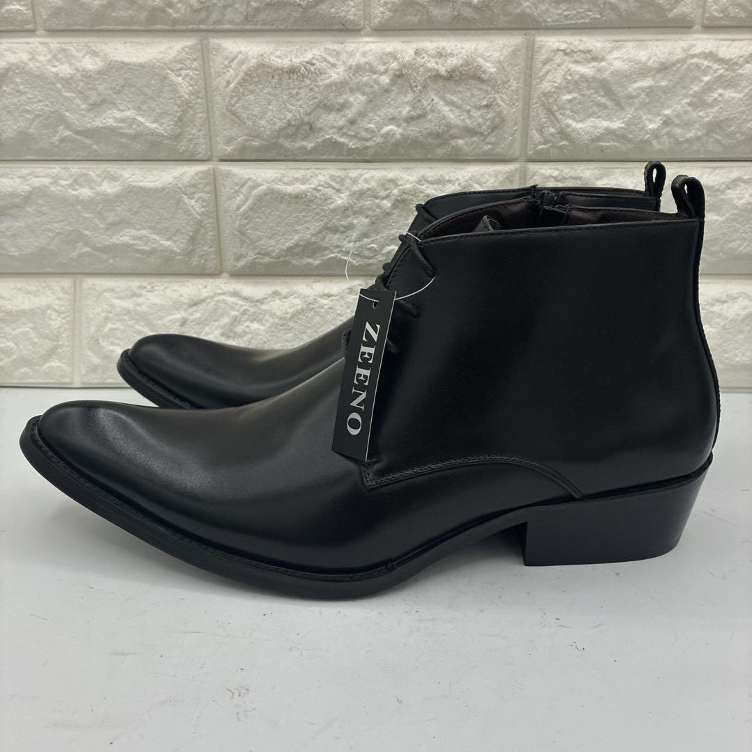 【未使用級】ZEENO ジーノ サイドジップブーツ 26 ビジネス チャッカ 黒