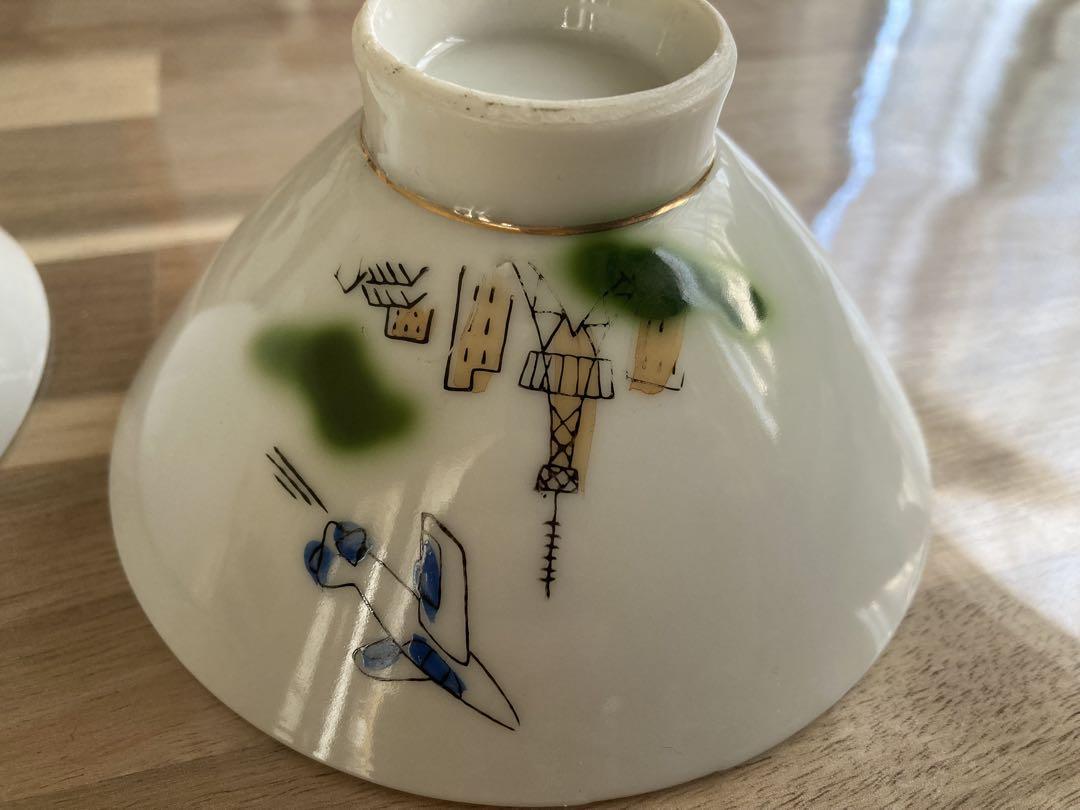 昭和レトロ　鉄腕アトムの陶器皿と茶碗　4点セット