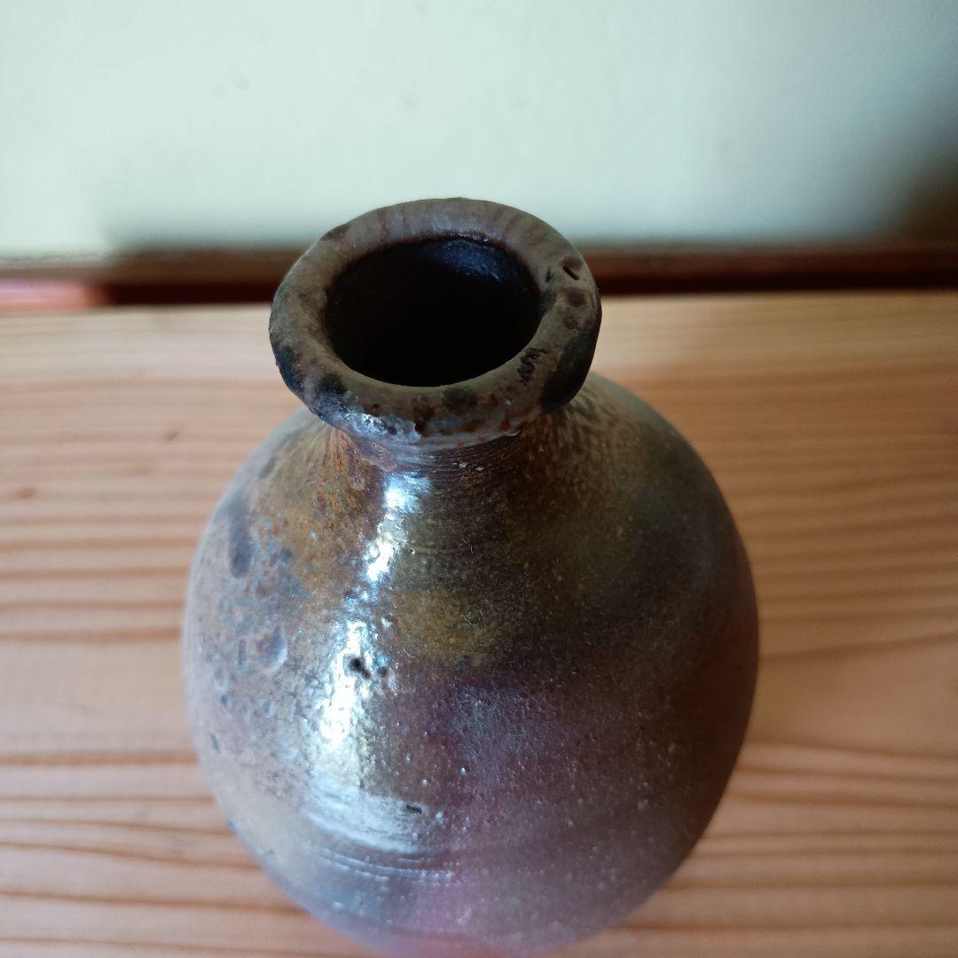 人間国宝 藤原雄 作 備前　徳利　共箱　共布　栞 　窯変