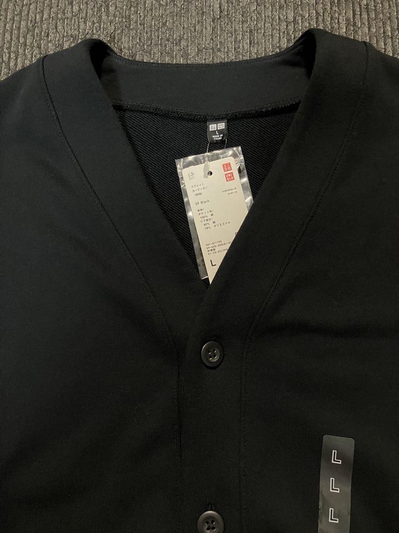【美品　完売品】UNIQLO U☆ニットポロカーディガン☆L☆黒 ユニクロ スウェットカーディガン 黒 - メルカリ