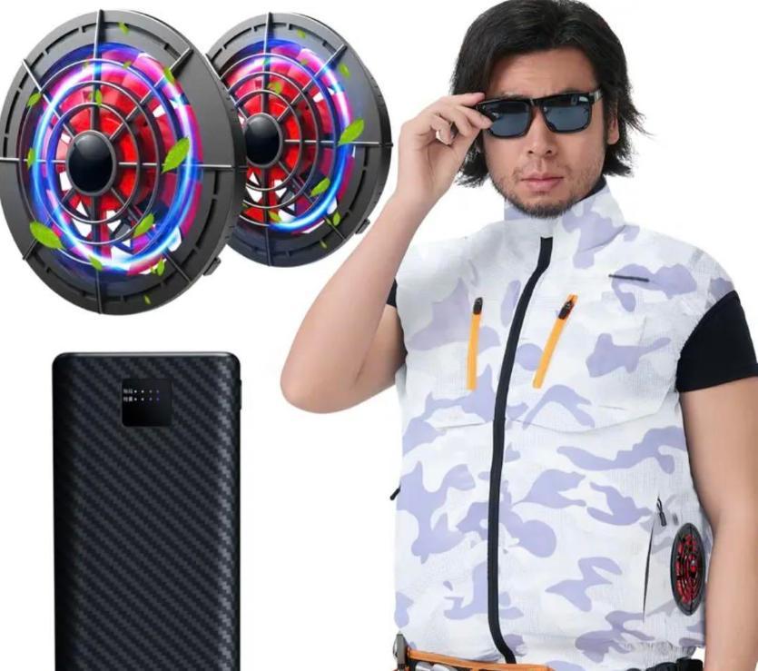 ファン付きベスト 空調作業服 軽量 通気性 熱中症対策 ホワイト Mサイズ