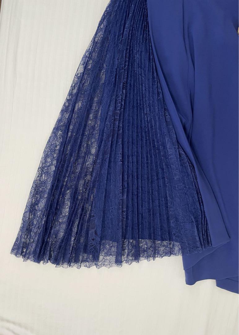 【美品】ダイアグラム　レース　プリーツ　ロングワンピース　ドレス　ブラック