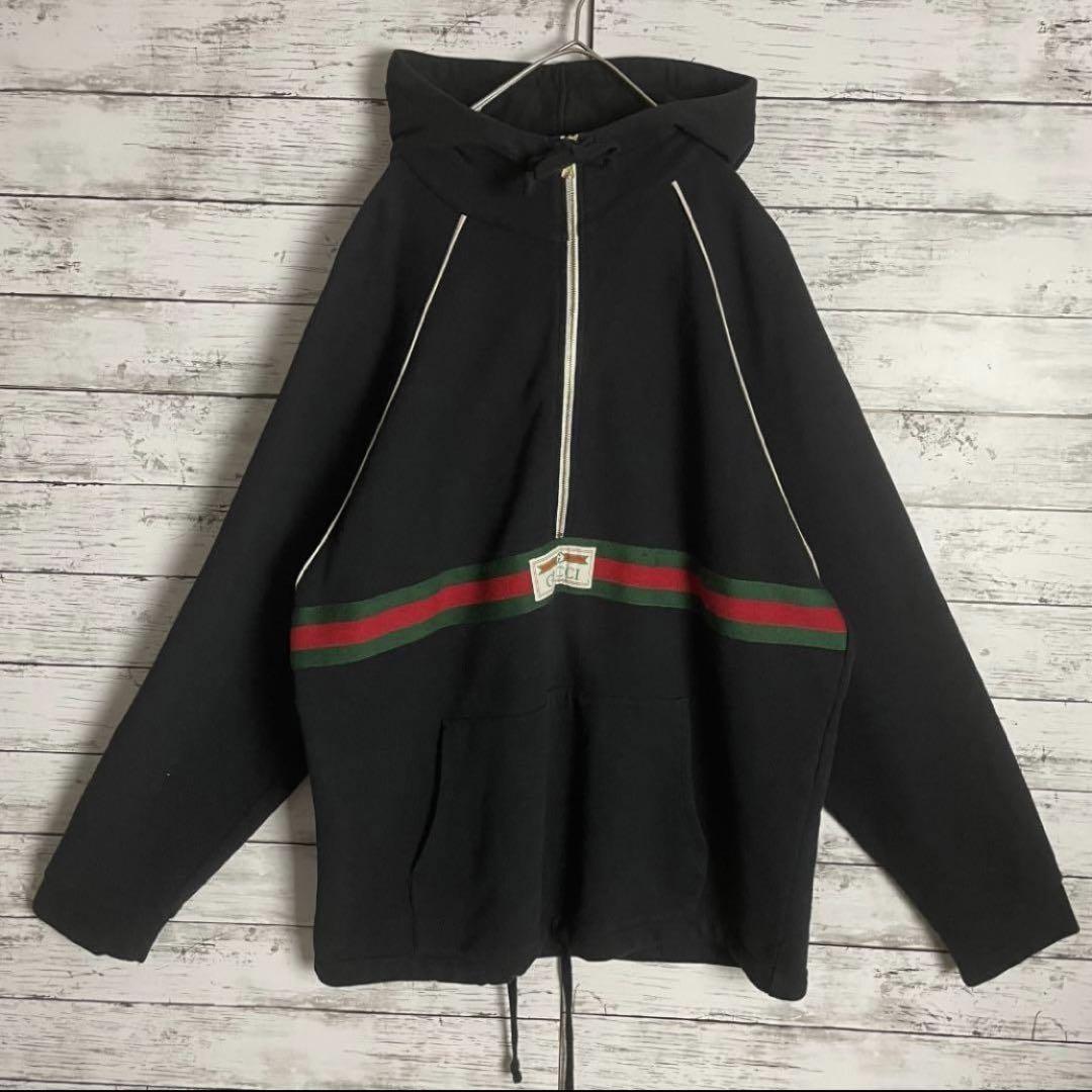 【taka0623】グッチ ハーフジップシェリーライン ワッペン パーカー