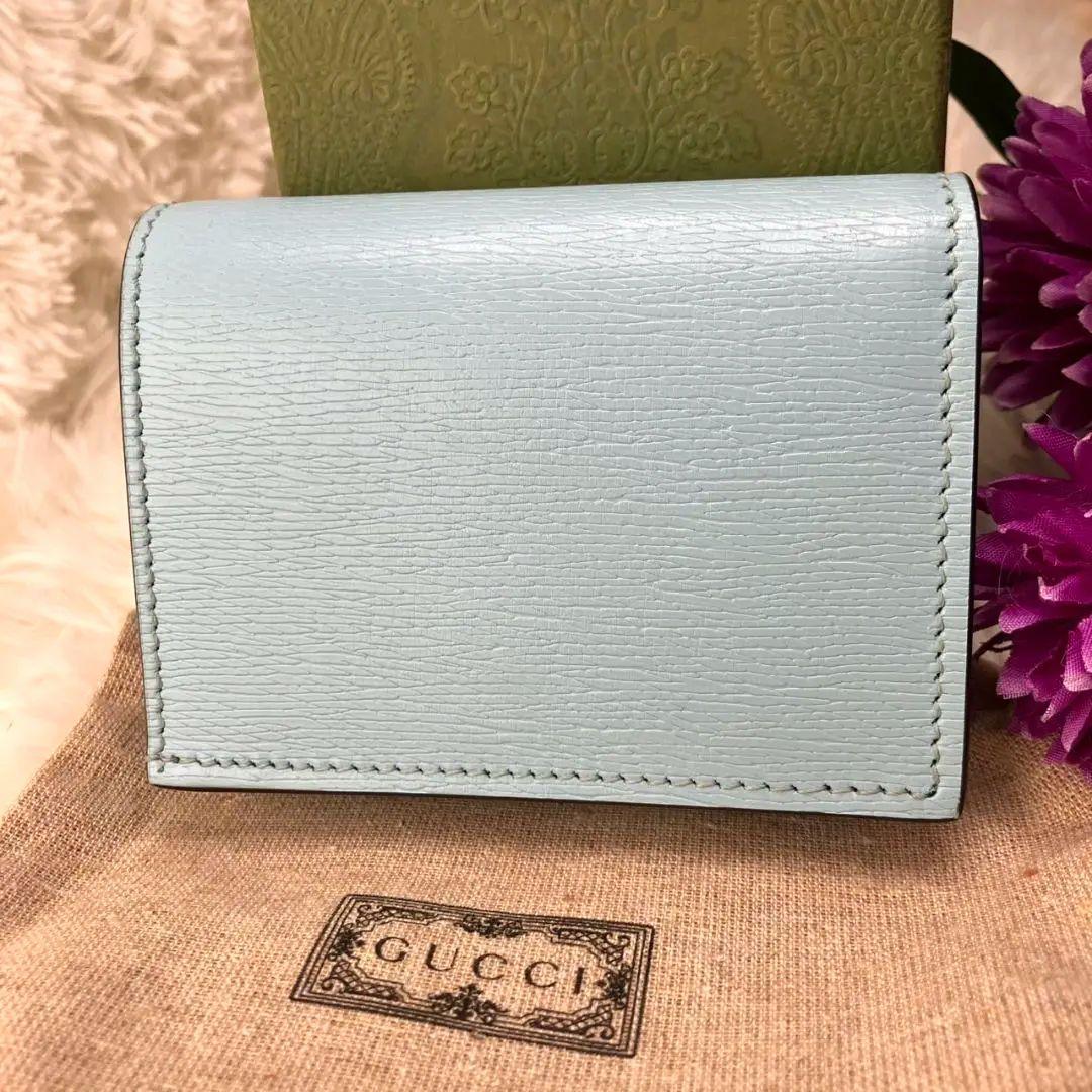 未使用✨️GUCCI レインボー＆スター ばなにゃ 二つ折り財布 レザーブルー