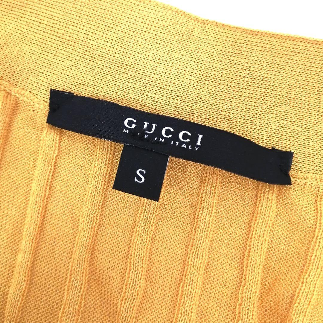 美品✨ グッチ　トップス　リブニット　エンブレム　S　シルク　ストレッチ　黄