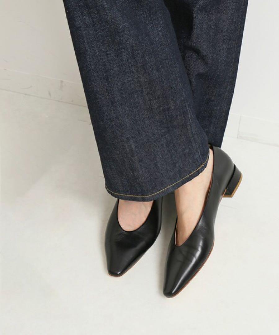 秋色❣️ファビオルスコーニ　グレージュ　ポインテッド フラットシューズ