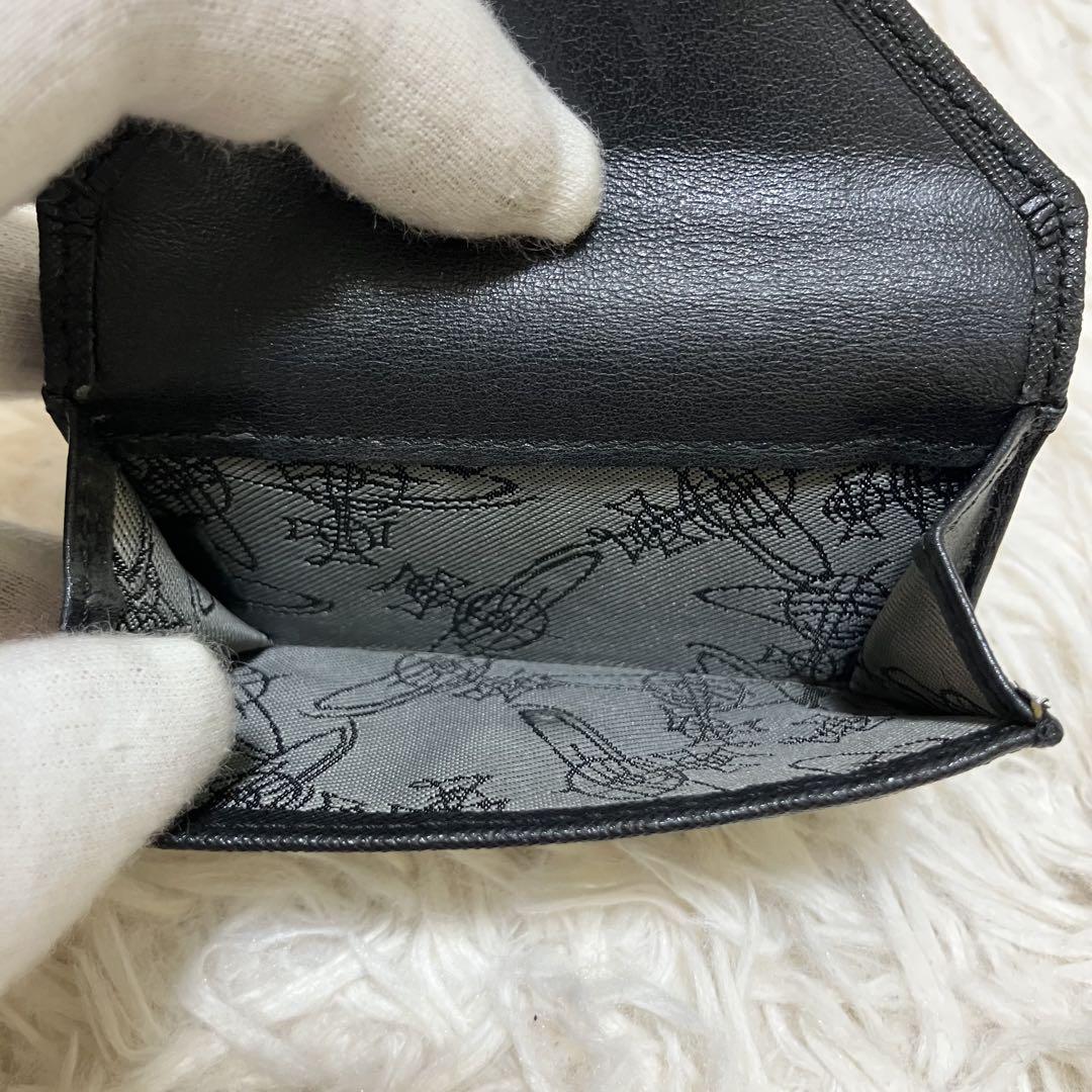 オム様 ご成約 ✨ヴィヴィアンウエストウッド 三つ折り財布 黒 オーブ レザー
