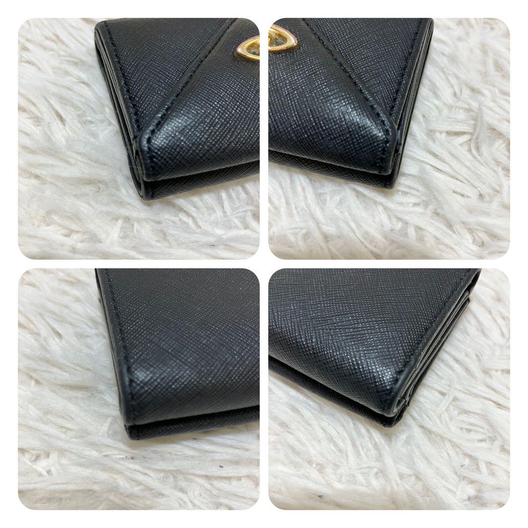 オム様 ご成約 ✨ヴィヴィアンウエストウッド 三つ折り財布 黒 オーブ レザー