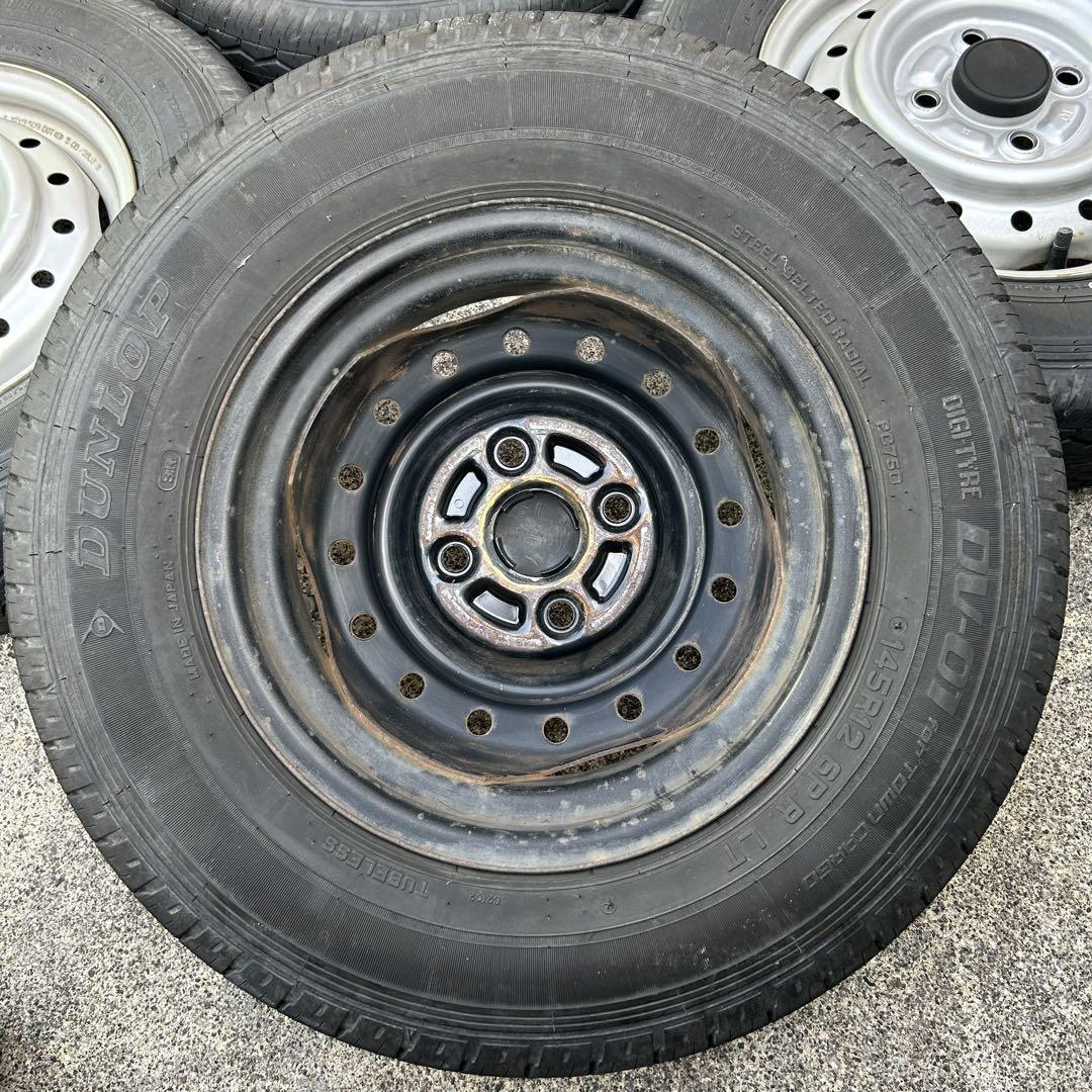 12インチ スチールホイールセット　DUNLOP 145R12 6PR LT