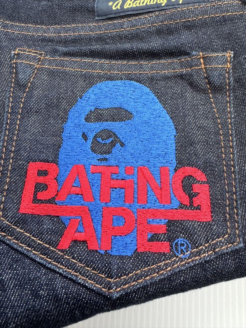 美品　A BATHING APE ダークデニム ストレートパンツ 美品 A BATHING APE ダークデニム ストレートパンツ