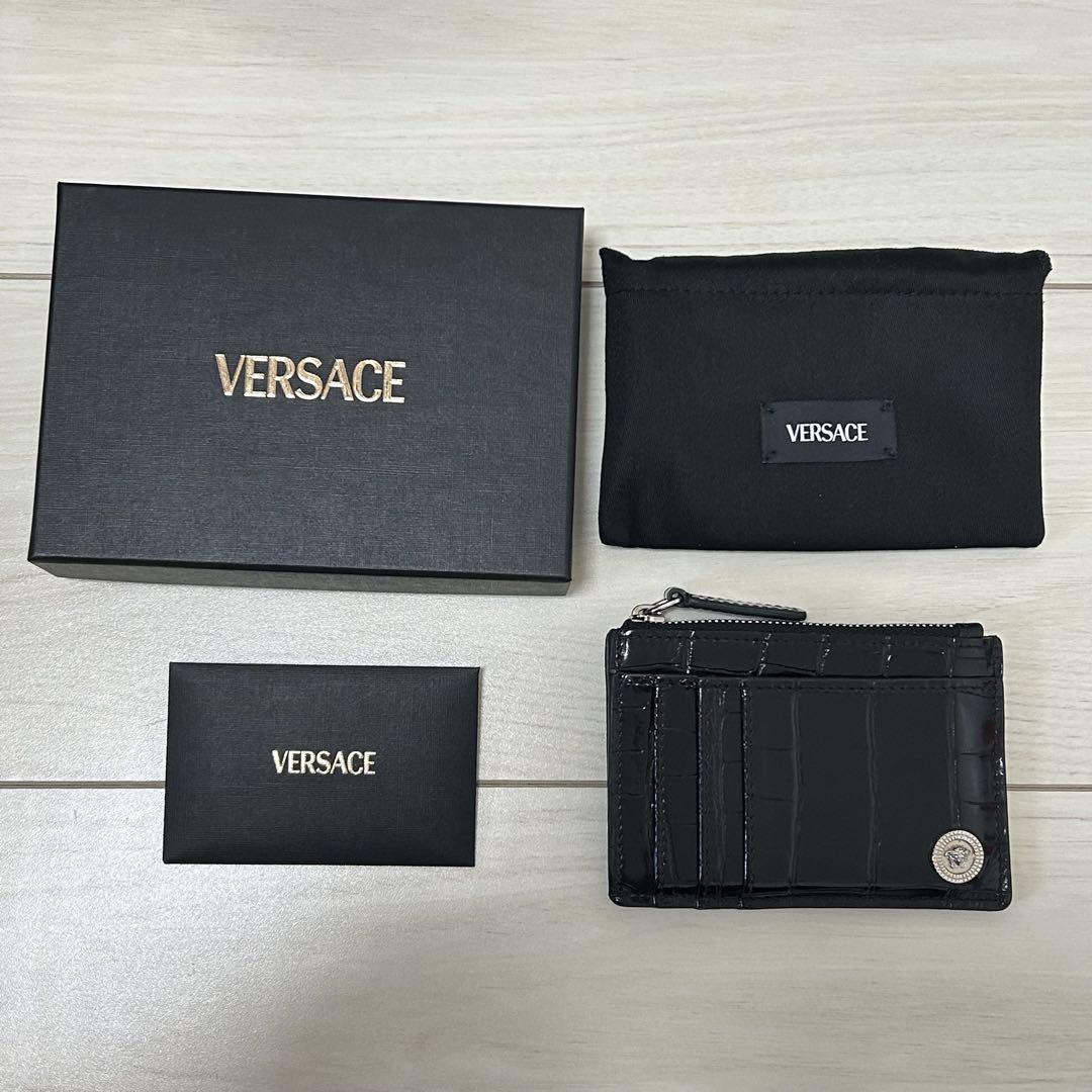 VERSACE ブラック レザー カードケース 小物