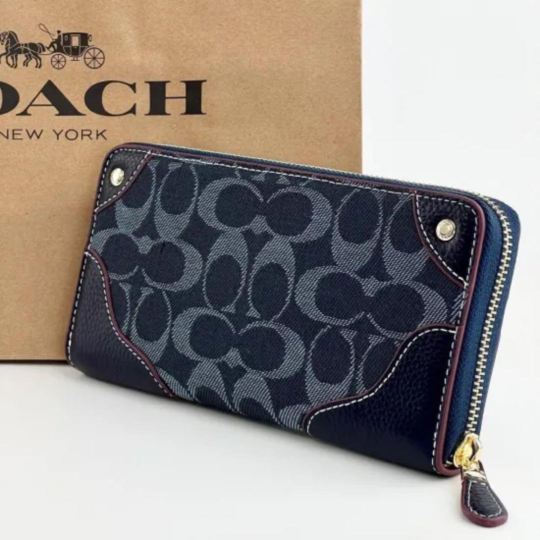 【新品未使用】COACH長財布 コーチ財布 F53769 ネイビー 女性用財布