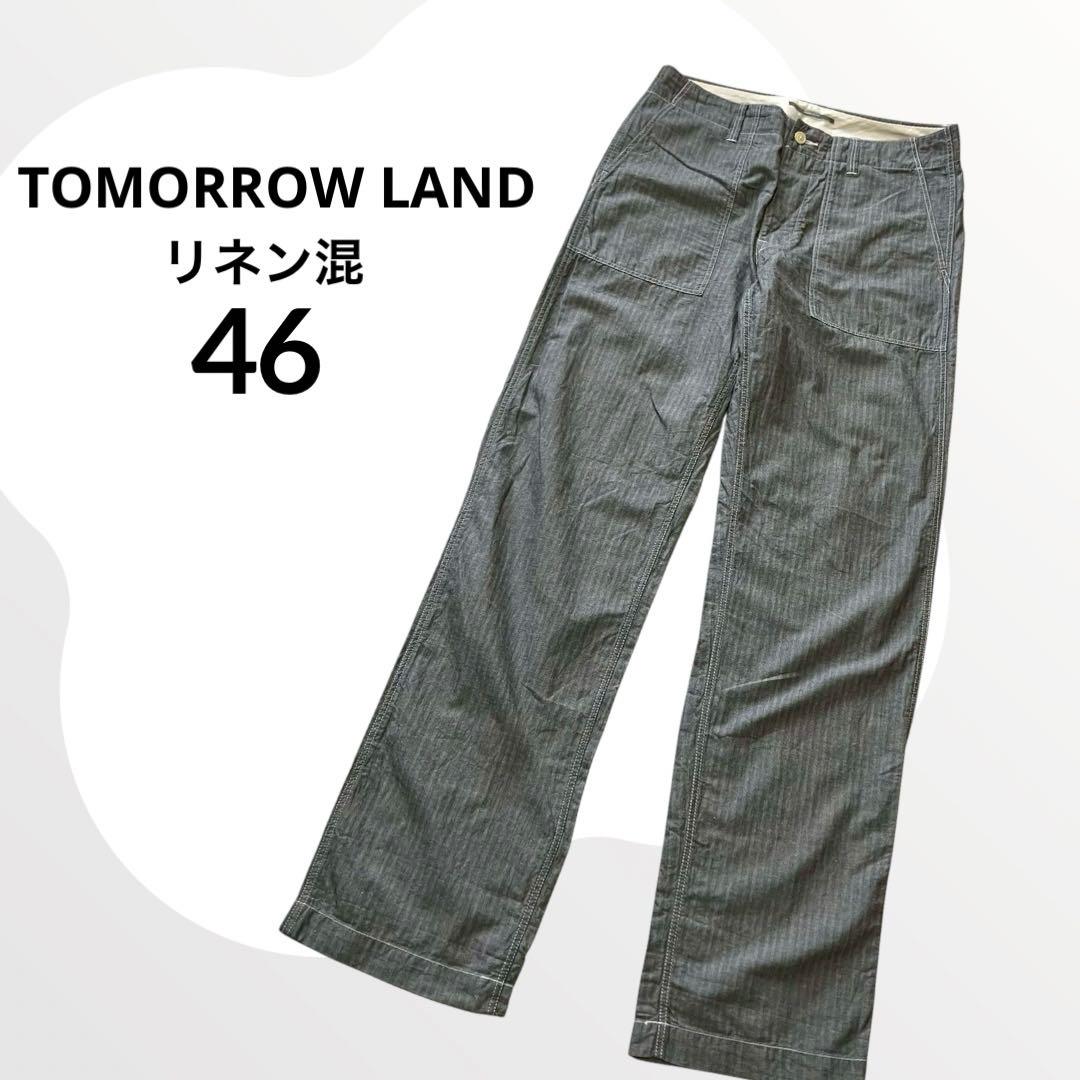 TOMORROW LAND 46 グレー リネン混 ストレートパンツ シンプル