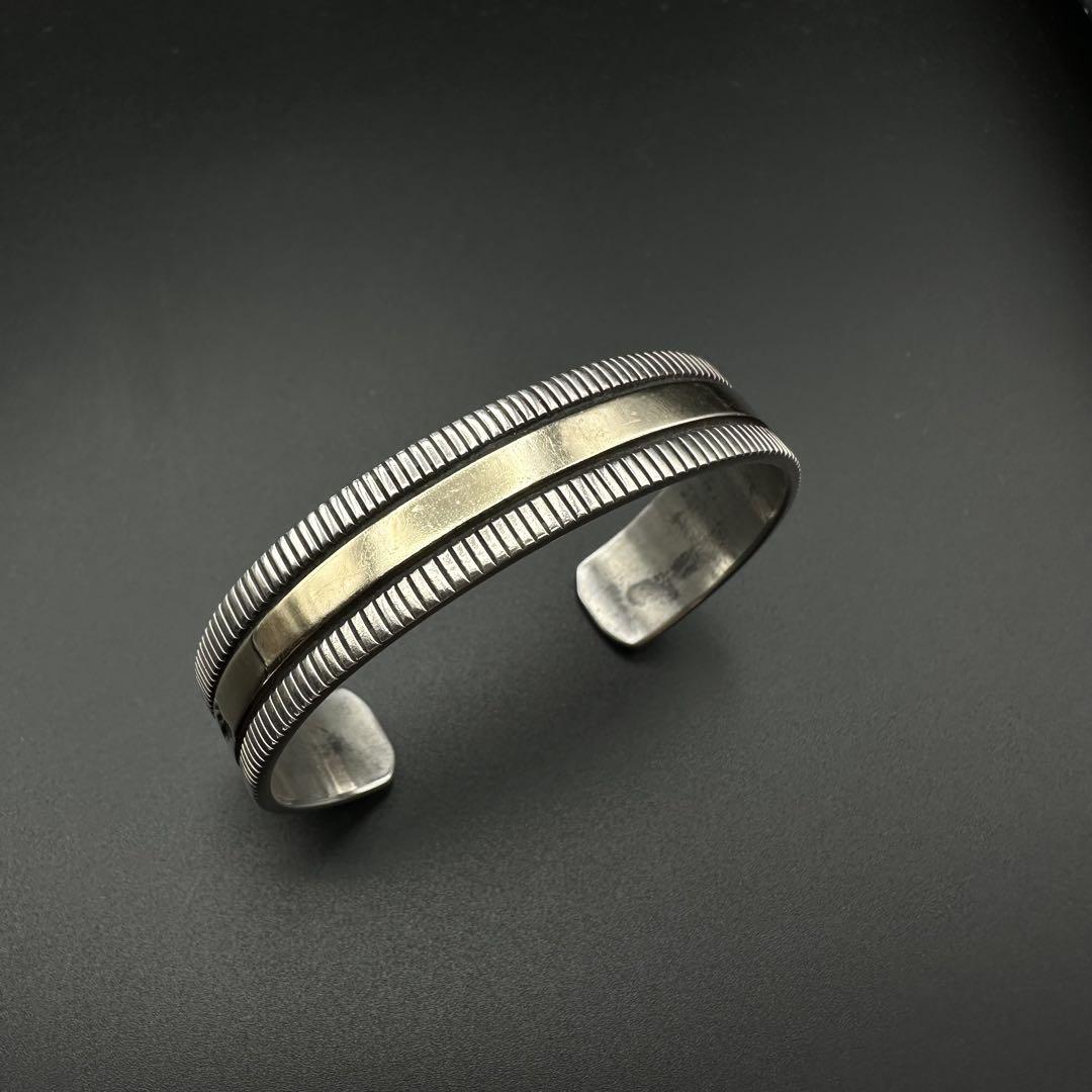Navajo族 Bruce Morgan 14K×Sterling バングル UNISEX / ナバホ族 Bruce Morgan / 1/4 14K チゼル プレーン バ