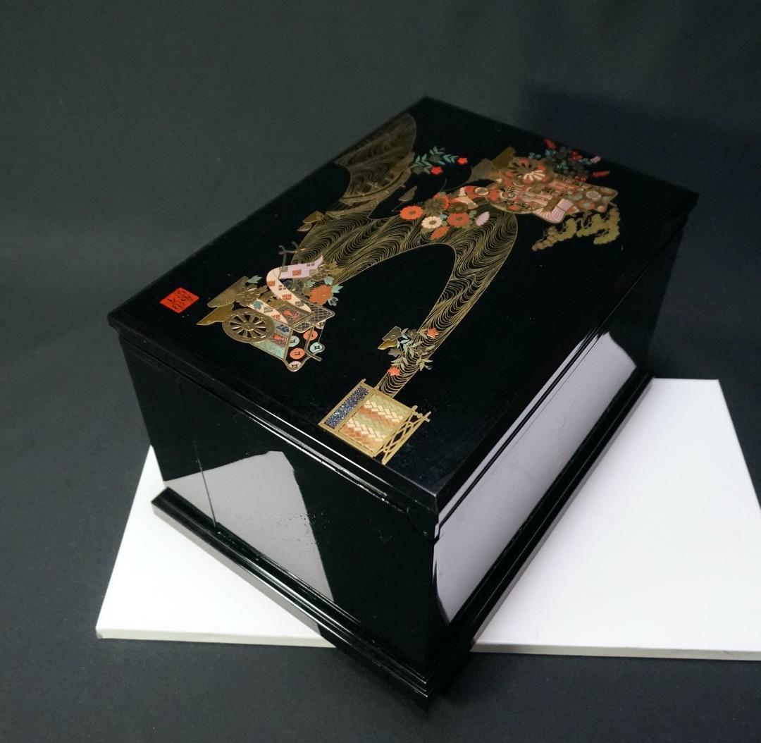 【美品】塗り物 時計 やまもと寛斎 kansai urushi 漆器 オルゴール