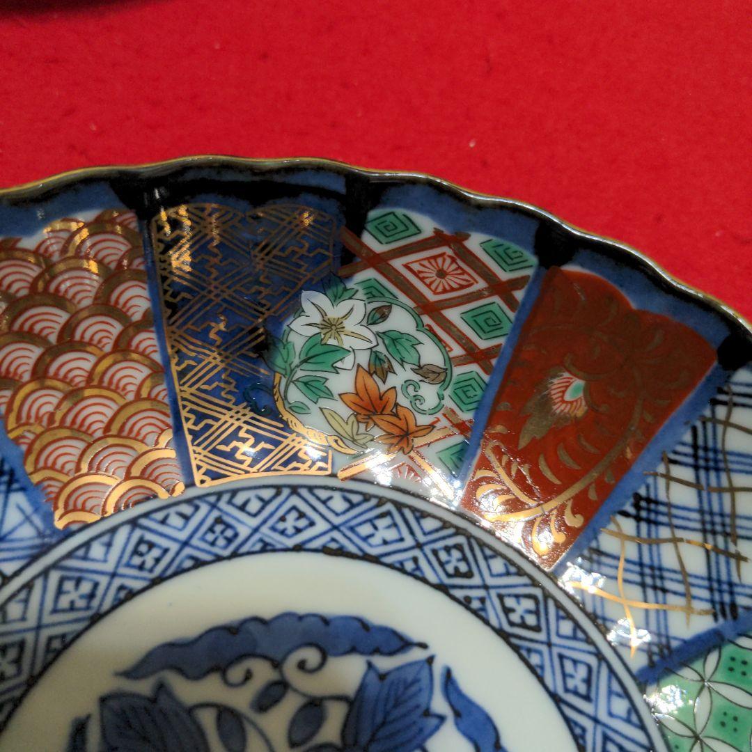 龍峰窯 魅染　金彩祥瑞花丸紋　菊割 中鉢　５枚