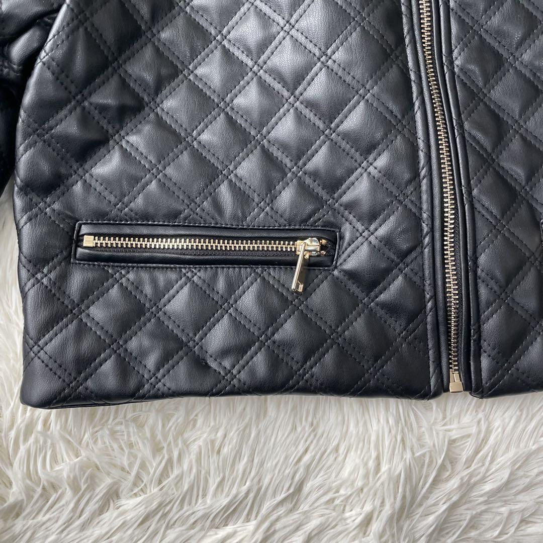 ZARA ショートキルティングフェイクレザージャケット　XS