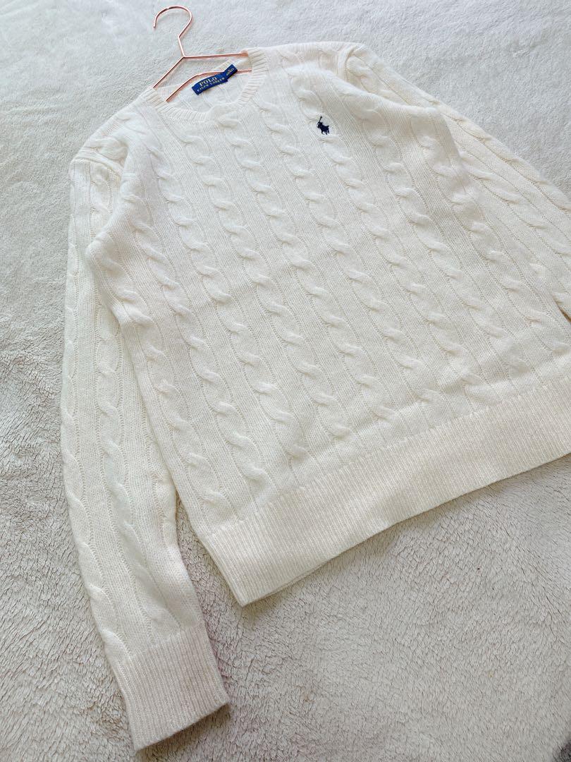 【POLO RALRH LAUREN】美品　カシミヤ　ウール　ケーブル編みニット