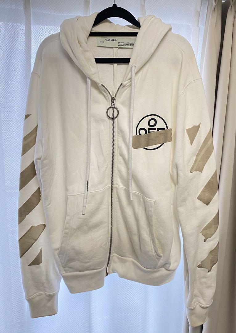 Off-white 「テープアロー」パーカー OFF-WHITE Tape Diag Arrows Hoodie Black/Beige Men's - SS20 - US