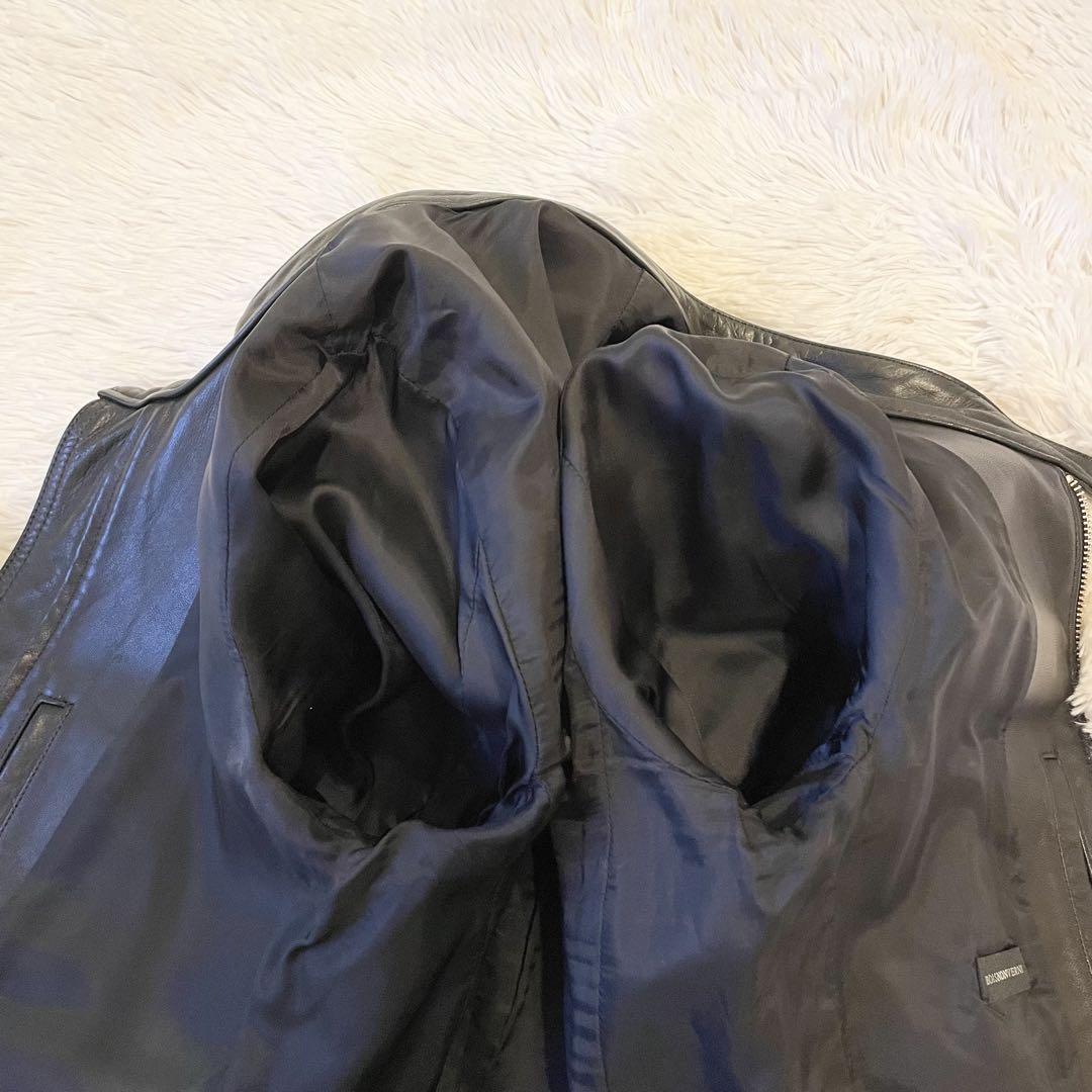 美品★馬革 シングルライダースジャケット レザージャケット ホースレザー M 黒