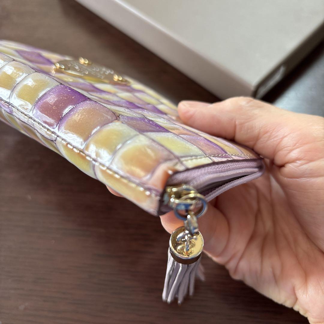 ATAO エナメル長財布 パープル系