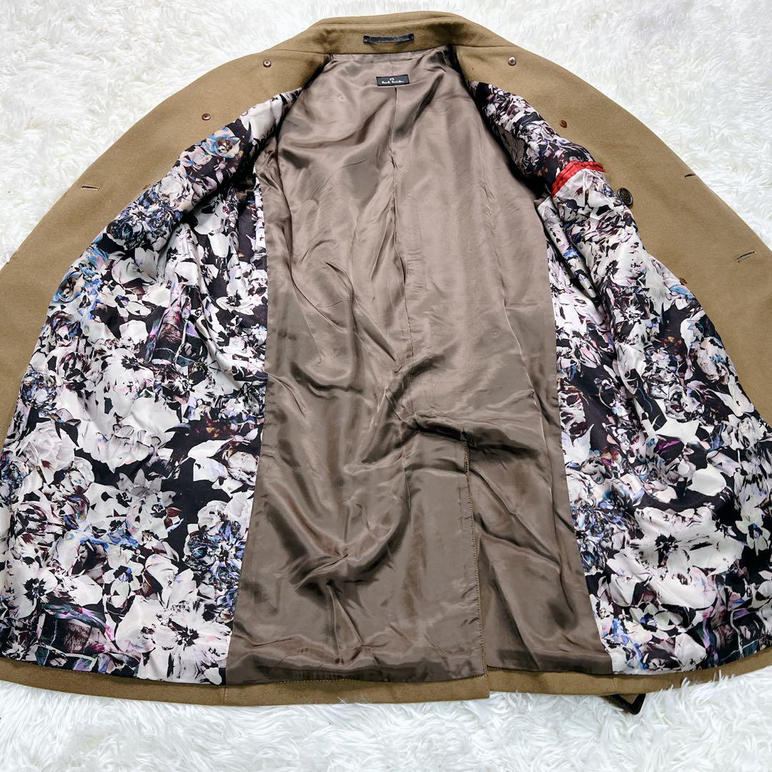ポールスミス トレンチコート カシミヤ　ベルト 花柄 ブラウン M