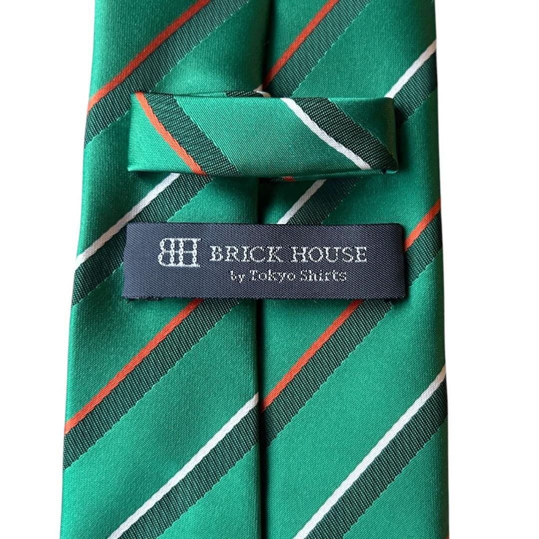 国内正規品BRICK HOUSEブリックハウス/ストライプネクタイ/グリーン