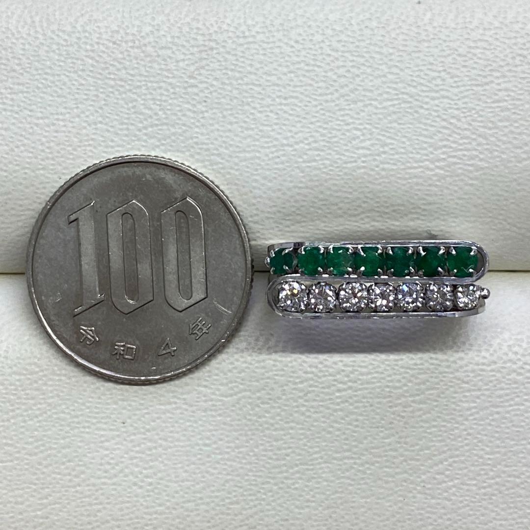 Pt900　天然エメラルドリング　サイズ14号　ダイヤモンド入り　プラチナ