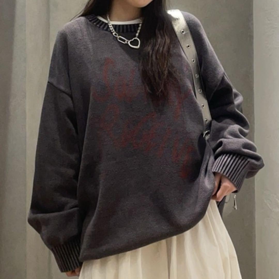 JEANASIS BLURロゴBIGプルオーバー チャコールグレー