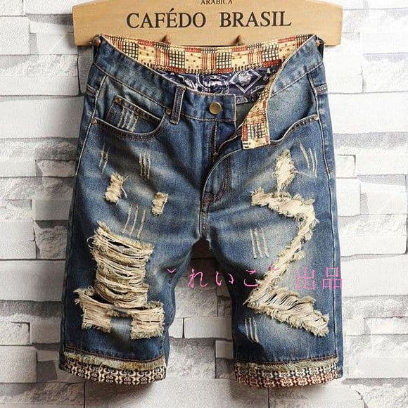 新品本物 ダメージ アメカジ ジーパン ハーフパンツ デニムパンツ