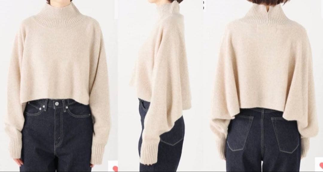 美品 ADAWAS アダワス カシミヤ クロップ ドトッププルオーバーニット 美品 ADAWAS アダワス カシミヤ クロップ ドトッププルオーバーニット