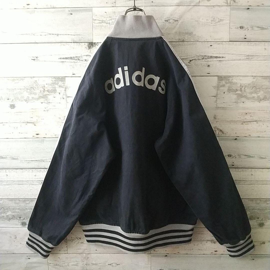 人気☆アディダス 刺繍ロゴ コットン リブ ボーダー トラックジャケット 黒 L