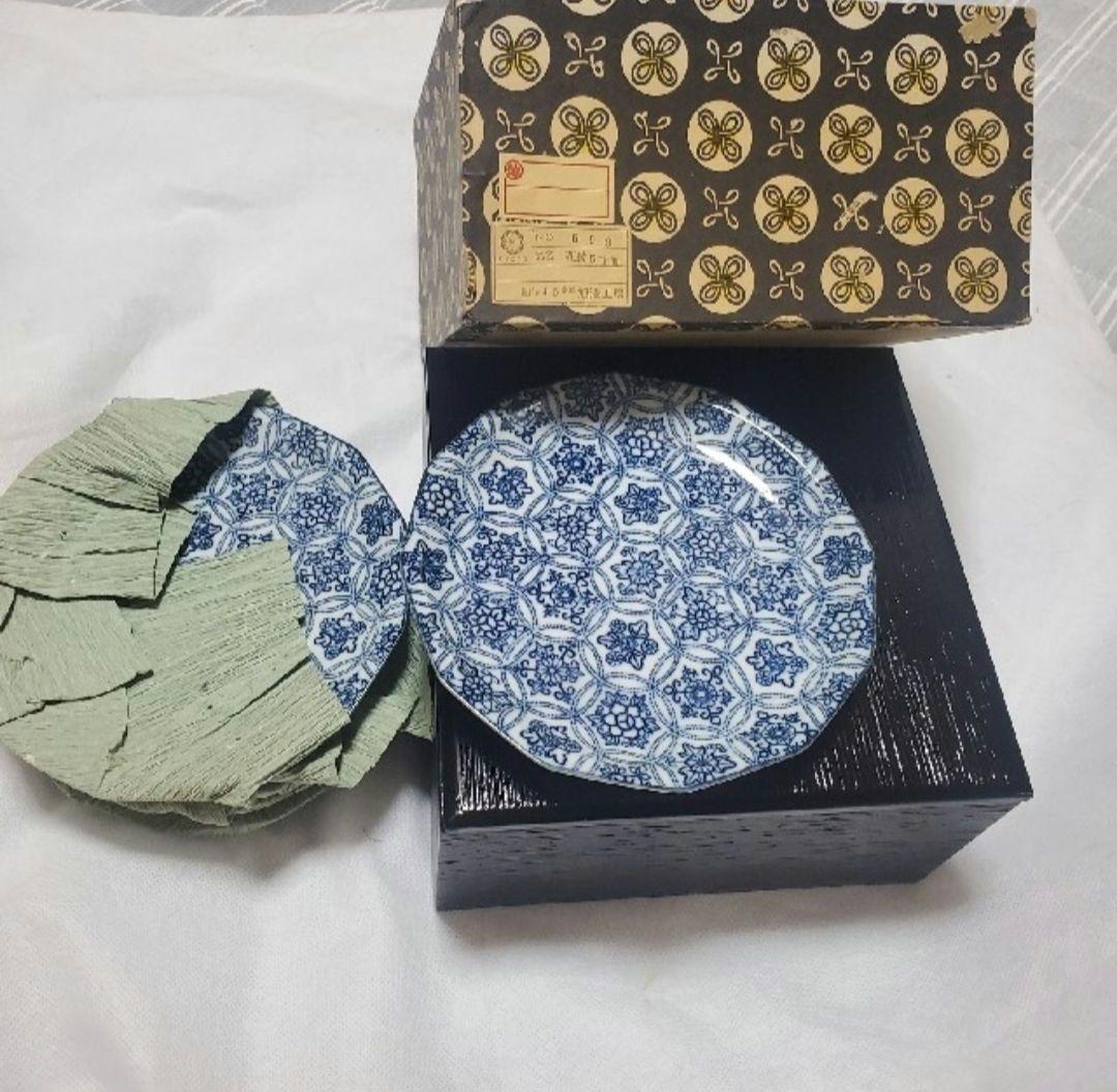 京都旭漆工房重箱入り花紋5寸皿新品未使用