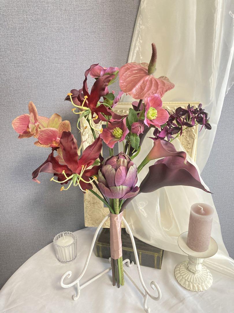 n様ボルドーくすみピンクカラーブーケ挙式前撮りクラッチブーケ結婚式 n様ボルドーくすみピンクカラーブーケ挙式前撮りクラッチブーケ