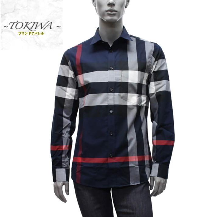 NEW新品 Burberry バーバリー ストレッチコットンポプリンシャツ チェックシャツ oNlIc-m53826781814 人気定番SALE