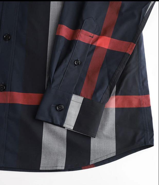 NEW新品 Burberry バーバリー ストレッチコットンポプリンシャツ チェックシャツ oNlIc-m53826781814 人気定番SALE
