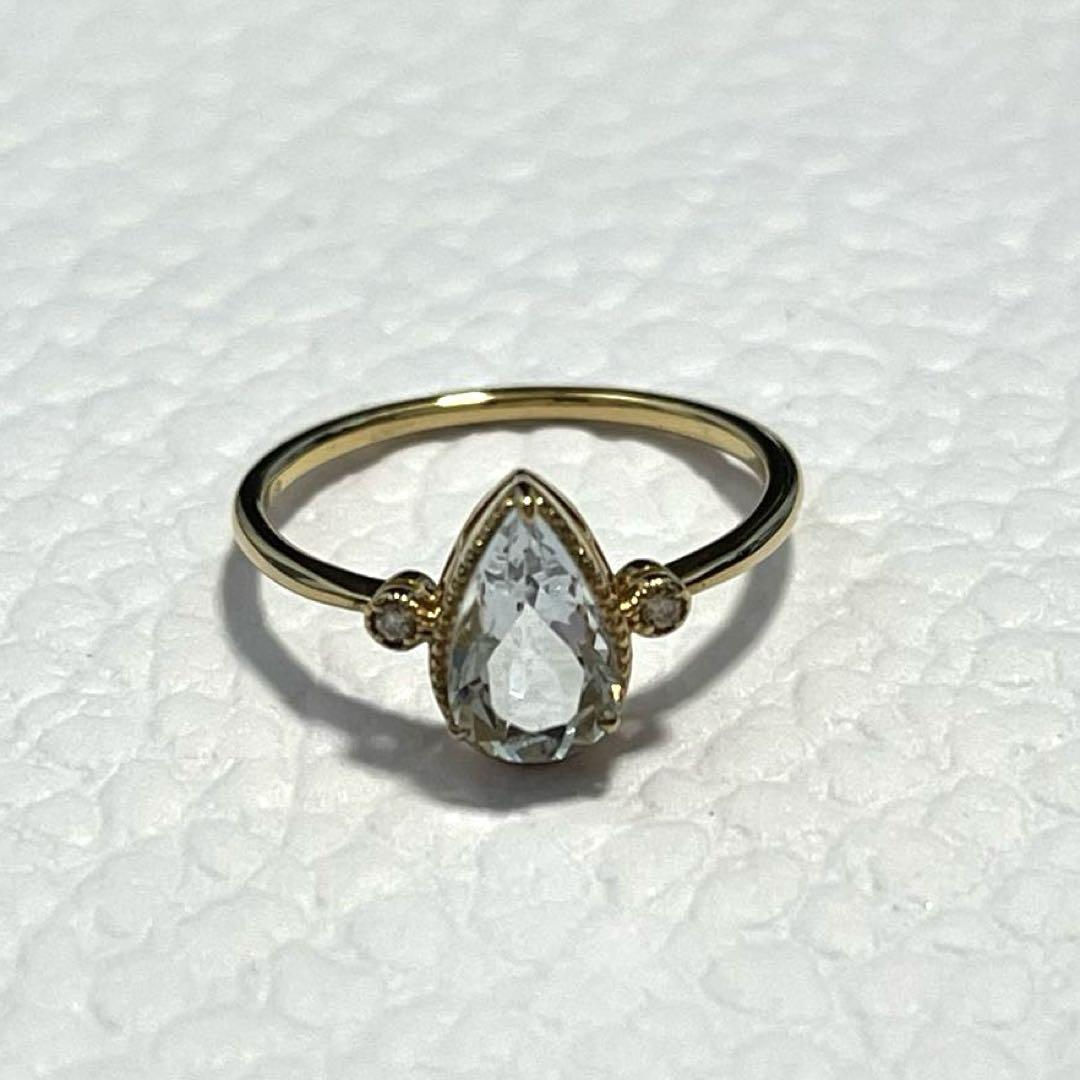 agate アクアマリン　9号　金メッキ